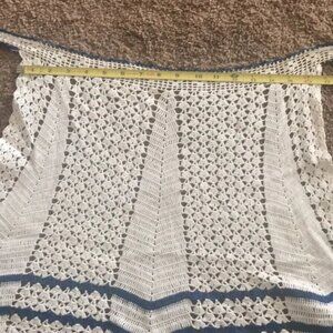 White & Blue Tie Back Kitchen Half Apron 3